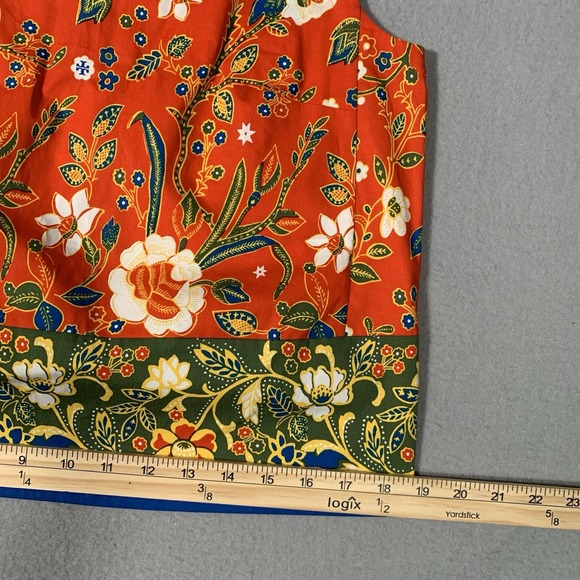 Tory Burch Dayton Samba Batik FlowerCotton Sleeveless Top Size 4 - Picture 6 of 10